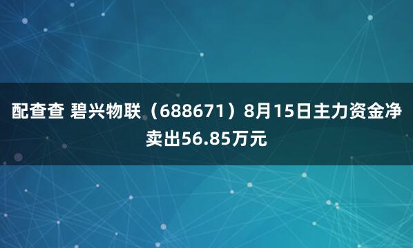 配查查 碧兴物联（688671）8月15日主力资金净卖出56.85万元