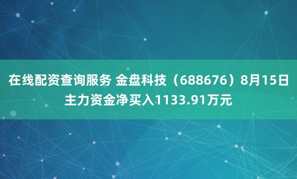 在线配资查询服务 金盘科技（688676）8月15日主力资金净买入1133.91万元